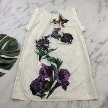 New York &amp; Co Womens Shift Dress Size XL White Purple Butterfly Floral S... - $21.77