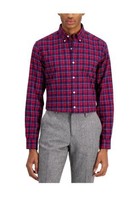 CLUB ROOM Slim Fit Cotton Shorter Length Dress Shirt, Red/Purple , XXL-18/18.5 - £19.73 GBP