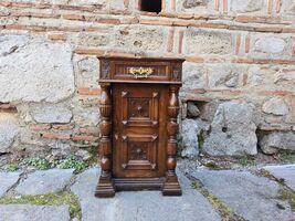 French pedestal cabinet, Antique French end table Renaissance design, 19... - $900.00