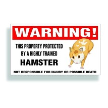 Warning DECAL trained HAMSTER pet for cage door bumper or window sticker - £7.90 GBP