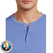 George Men&#39;s Textured Henley 3 Button Shirt Blue Medium M Short Sleeve New - £7.29 GBP
