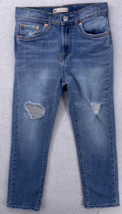 Levis Jeans Girls Size 12 Youth Blue Denim High Rise Ankle Straight Destructed - £10.07 GBP