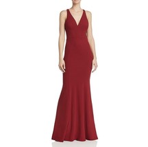 Bariano Maroon V-Neck Sheath Formal Evening Dress Gown Medium NEW NWT - $860.09 MXN