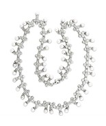 16 Inch Imitation White Pearl and Clear Crystal Rhodium Plated Necklace - £21.89 GBP