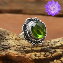 Green Peridot Gemstone 925 Silver Ring Handmade Jewelry Ring All Size For Women - £7.46 GBP