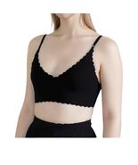 Seamless Padded T-Shirt Bra Scallop Trim Size M Black Adjustable Longlin... - €11,34 EUR