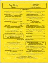 Big Chief Dakota Grill Menu Old Manchester Glencoe Missouri - $9.90