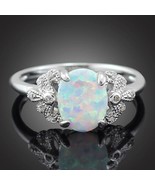 Elegant Oval White Fire Opal Stones Claw Inlay Prong Women girl Size 5 6 7 8 9 1 - $24.20