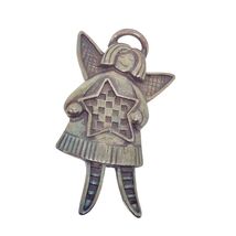 Pewter Silver Tone Metal Brooch Pin Angle holding a Checked Star - $8.86