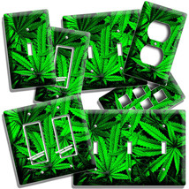Green Cannabis Marijuana Leaf Light Switch Outlet Wall Plate Man Cave Room Decor - £8.92 GBP