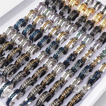 30pcs/lot Fashion Multicolor Spinner Stainless Steel Rings For Women Men Rotatab - £38.38 GBP
