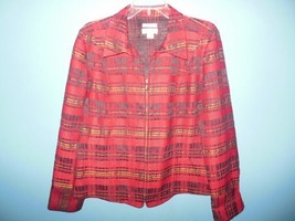 Ladies Christopher &amp; Banks Red Plaid Jacket XLarge - £11.79 GBP