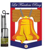 Freedom Bell - Applique Decorative Metal Garden Pole Flag Set GS111048-P2 - £23.95 GBP