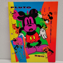 Vintage Disney Mickey Mouse Electric 3-Ring Portfolio Folder 90s Mead Neon - £6.09 GBP