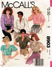 Misses&#39; BLOUSES Vtg 1984 McCall&#39;s Pattern 8903 Size 12 UNCUT - $12.00