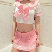  Collage Student Short Shirt Pink School Uniforms JK Suit Girls Pleated Skirt Se - £68.79 GBP