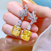 5.50Ct Lab-Created Yellow Diamond Drop &amp; Dangle Earrings 14K White Gold Plated - £127.02 GBP