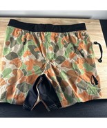 Tachuntfish Shorts Men&#39;s Large Green Brown Camo Elastic Waist Stretch At... - £24.74 GBP