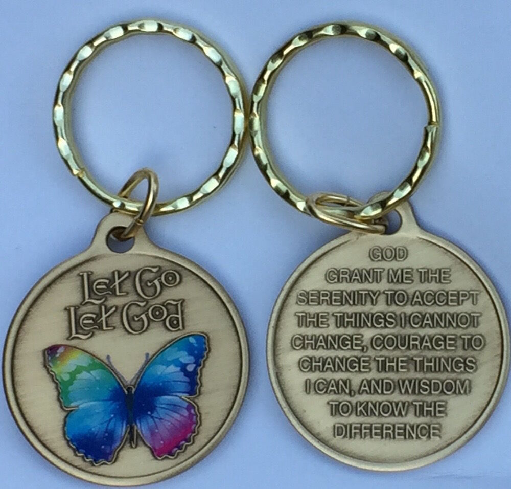 Let Go Let God Butterfly Color AA Medallion Serenity Prayer Sobriety ...