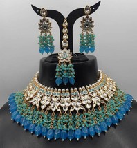 Bollywood Style Indian Kundan Choker Necklace Earrings Tikka Set Bridal Jewelry - £74.70 GBP