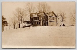 RPPC Large Victorian Home In Snow Verandas And Porch Real Photo Postcard E36 - $8.95