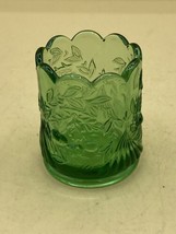 L. G. Wright Glass Cherry Pattern Toothpick Holder in Green Glass 2 1/2” - £17.80 GBP