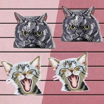 NEW 4-PACK CAT EASY IRON ON PATCHES POCKET FELINE BADGE PATCH LOT KITTY ... - £15.94 GBP