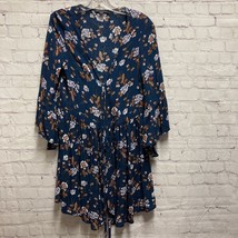 American Eagle Outfitters Womens Wrap Dress Blue Floral Mini V Neck Boho S - $16.38