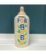 Vintage Signed 1979 hand painted FOR BABY 7&quot; baby bottle piggy money coi... - $13.04