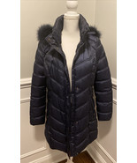 Kenneth Cole New York Women’s Faux Fur Hood Puffer Jacket Navy Blue Size M - £74.38 GBP