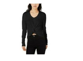 XOXO Juniors Size XS Black V Neck With Tie Pull Over Rib Sleeve Sweater NEW - £10.27 GBP