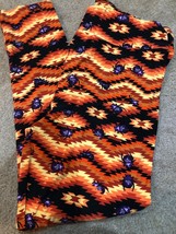 Lularoe TC2 Leggings Halloween Orange Aztec Scarab Beetles Women Tall &amp; Curvy 2 - £18.56 GBP