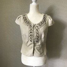 Anthropologie Idra Nailhead Corsage Crop Jacket sz 6 - £15.04 GBP