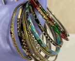 Ten Assorted Bangle 80&#39;s New Wave Fashion Bedazzled Bracelets - $19.83