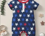NEW Baby Boys 4th of July Patriotic Stars Short Sleeve Romper Jumpsuit - £8.78 GBP