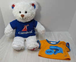 Build A Bear White Plush Carnival Cruise Teddy Blue Shirt + orange Dinos... - $19.79