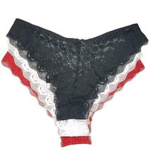 Lace Panty Brazilian Cut Scalloped Trim Lined Crotch Panties 3 Color Pac... - £12.66 GBP