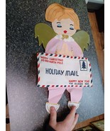 VTG Holiday Mail Card Holder Christmas Felt Glitter Wall Hanging Japan 2... - €16,87 EUR