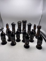Duncan Chess Ceramic Drip Glaze Brown 15 Pieces Medieval Large Gothic Vi... - $56.83
