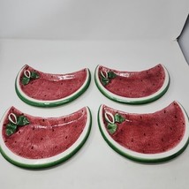 Vintage Walter Hatches Majolica Watermelon Serving Plates ITALY Set of 4 - £24.73 GBP