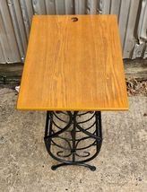 Blonde Wood Top Black Metal Magazine Rack End Side Table Combo TV Room - $29.99