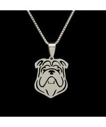 ENGLISH BULLDOG NECKLACE 16&quot; Box Chain Stainless Steel Dog Portrait Pend... - $181.60 MXN