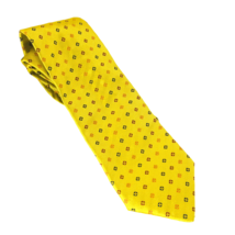 BURBERRY LONDON YELLOW Golden Sheen SILK TIE Slanted Striped Geometric P... - $42.75