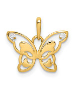 14k Polished CZ Butterfly Pendant YC1304 - $2,560.96 MXN