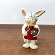 Vintage Easter Hand-Painted Ceramic Art Painter Bunny Rabbit Ornament Holiday - $11.95