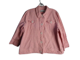 Alfred Dunner Petite Pink And White Checkered Print Jacket Womens Size 16p - $18.80