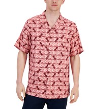 Club Room Men&#39;s Silk/Rayon Short-Sleeve Elevated Pineapple Shirt Red Com... - $19.99
