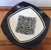 Vtg 90s Studio Art Pottery Vaporwave Black White Footed Vase Plate Bowl Signed - £141.55 GBP