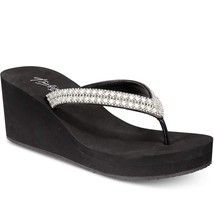 Thalia Sodi Womens 7 M Black Rhinestone Flip Flop Wedge Sandals NIB WD5 - $223.86 MXN