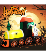 Inflatable Halloween Skeleton Ride on Train Jack-O-Lantern 8-Ft LED Ligh... - £76.55 GBP